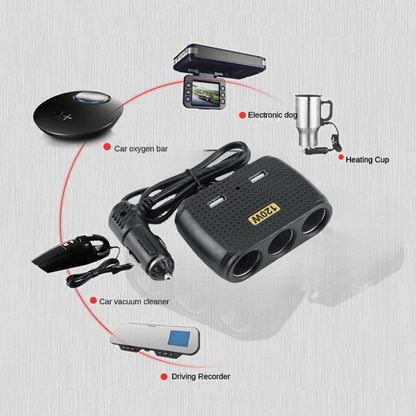 Chargeur de voiture avec 2 USB et 3 allume-cigare 5V تنزوت