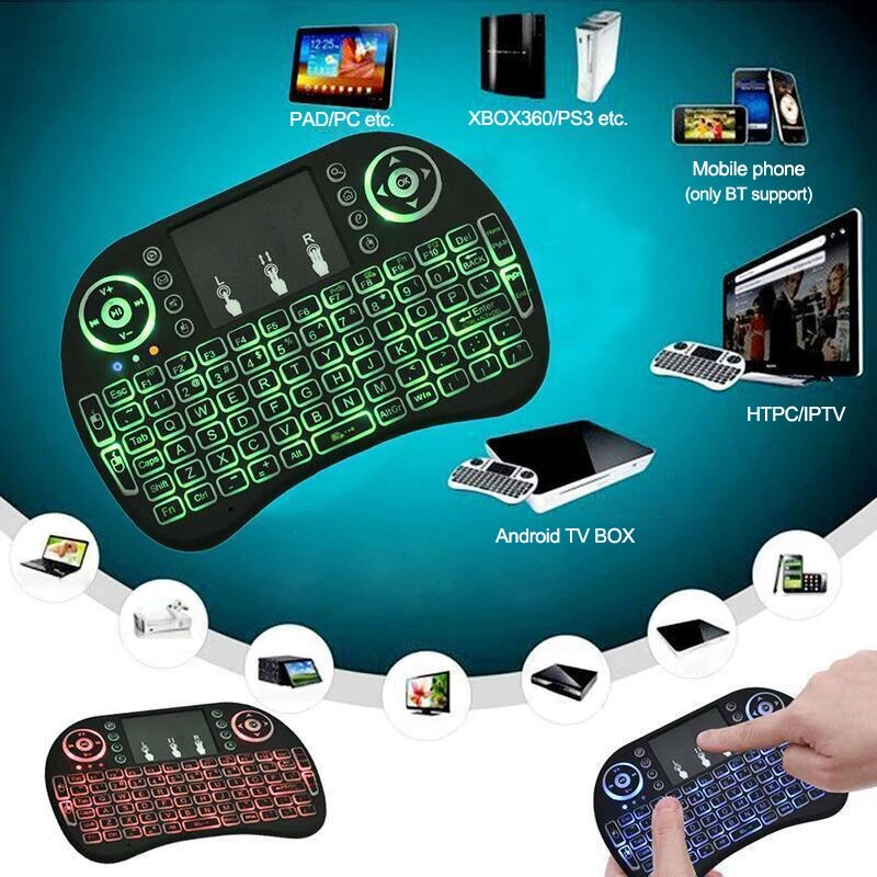 Clavier et Pad sans fil Tricolor rétroéclairé USB multimédia contrôle - تنزوت