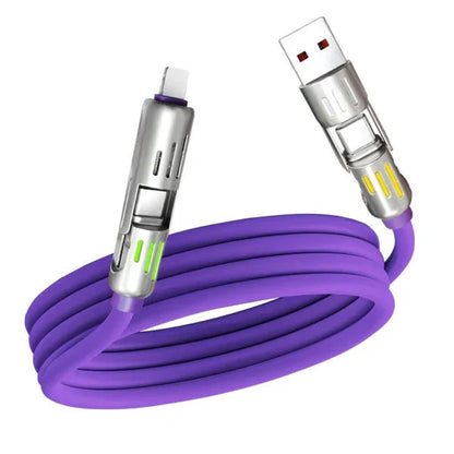 Câble de charge multifonction 4 en 1 USB C, A et Lightning 240W – كابل شحن متعدد الرؤوس - تنزوت