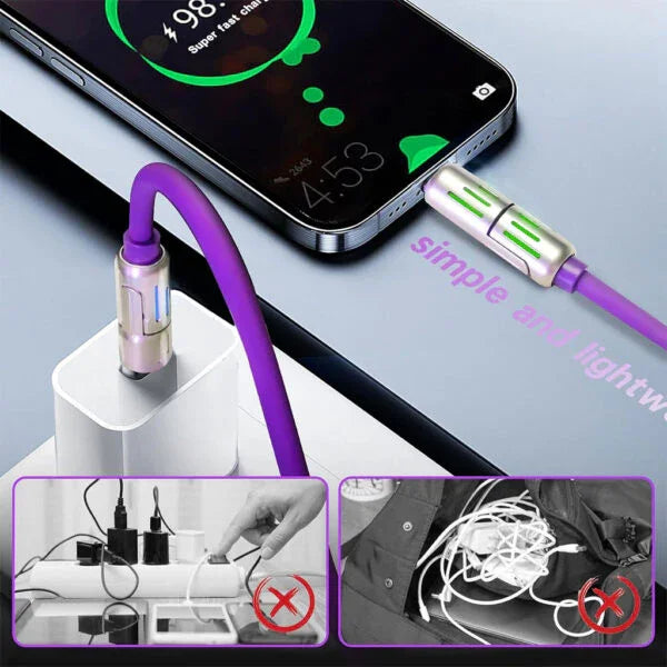 Câble de charge multifonction 4 en 1 USB C, A et Lightning 240W – كابل شحن متعدد الرؤوس - تنزوت