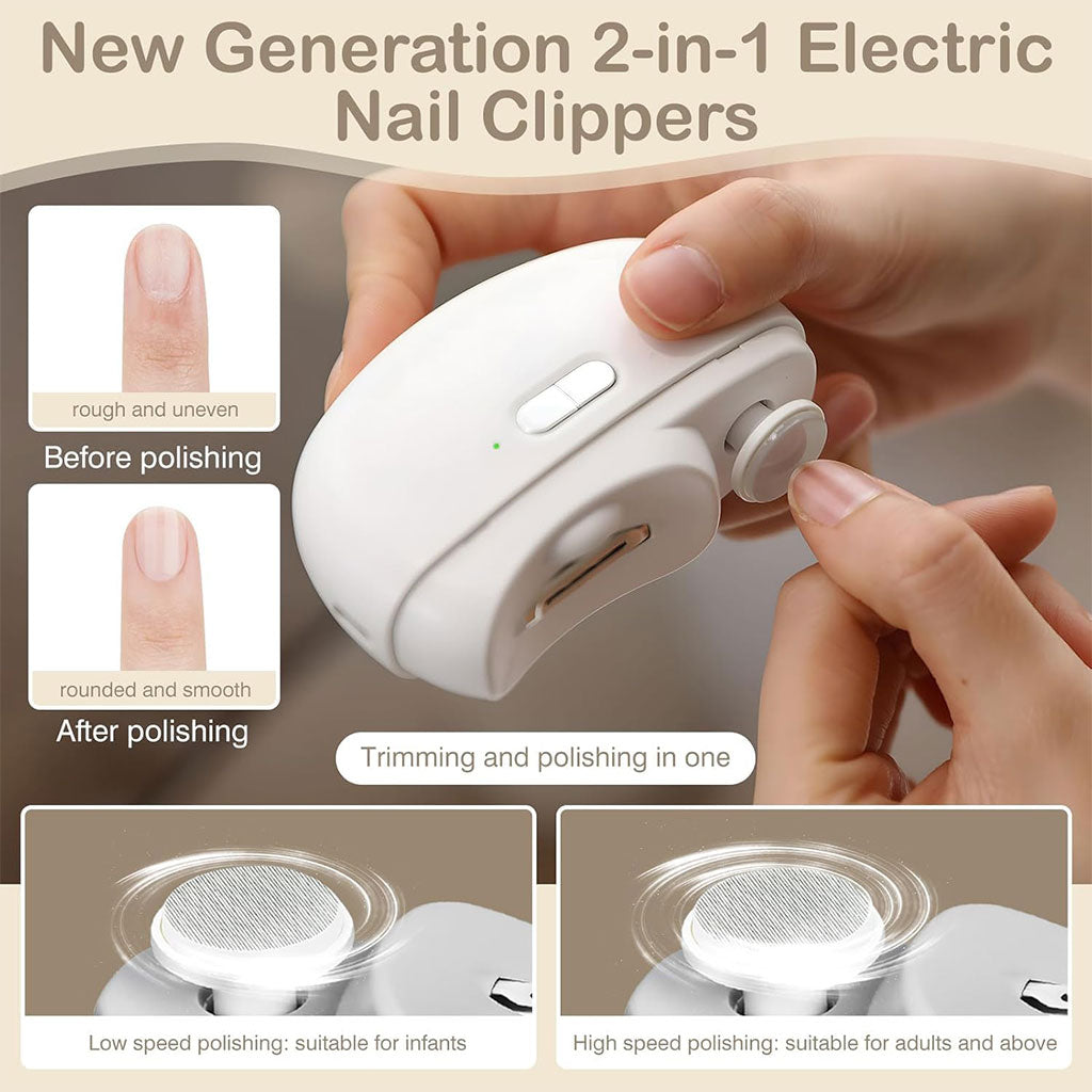 Coupe-ongles électrique 2 en 1 avec lumière LED – جهاز تقليم الأظافر للصغار والكبار تنزوت