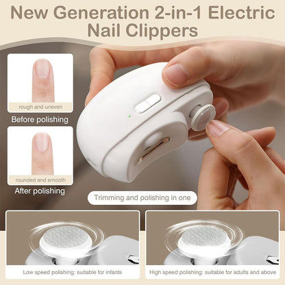 Coupe-ongles électrique 2 en 1 avec lumière LED – جهاز تقليم الأظافر للصغار والكبار تنزوت