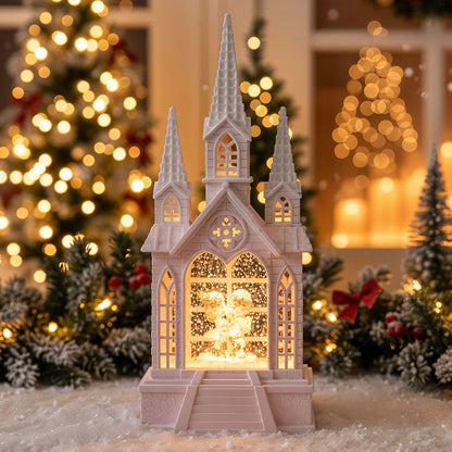 Château à neige lumineux avec paillettes tourbillonnantes – ديكور قلعة الثلج - تنزوت