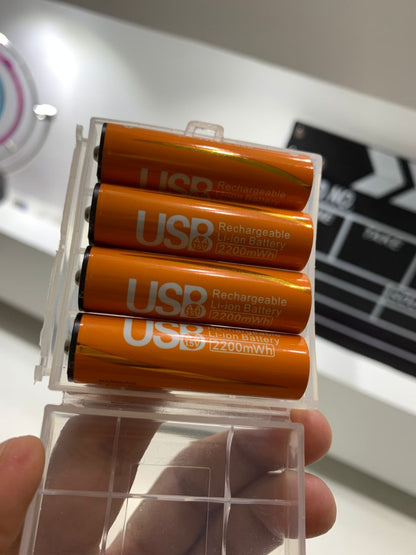 Pack de 4 Piles Rechargeables USB Type-C – AA 1.5V 2200 mAh – علبة من 4 بطاريات قابلة للشحن تنزوت