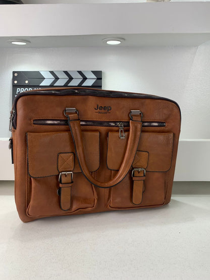 Cartable Homme en Simili Cuir Design Élégant Jeep Marron – حقيبة جلدية لون بني تنزوت