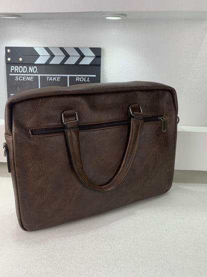 Cartable Homme en Simili Cuir Design Élégant Jeep Marron Foncé – حقيبة جلدية لون بني داكن تنزوت