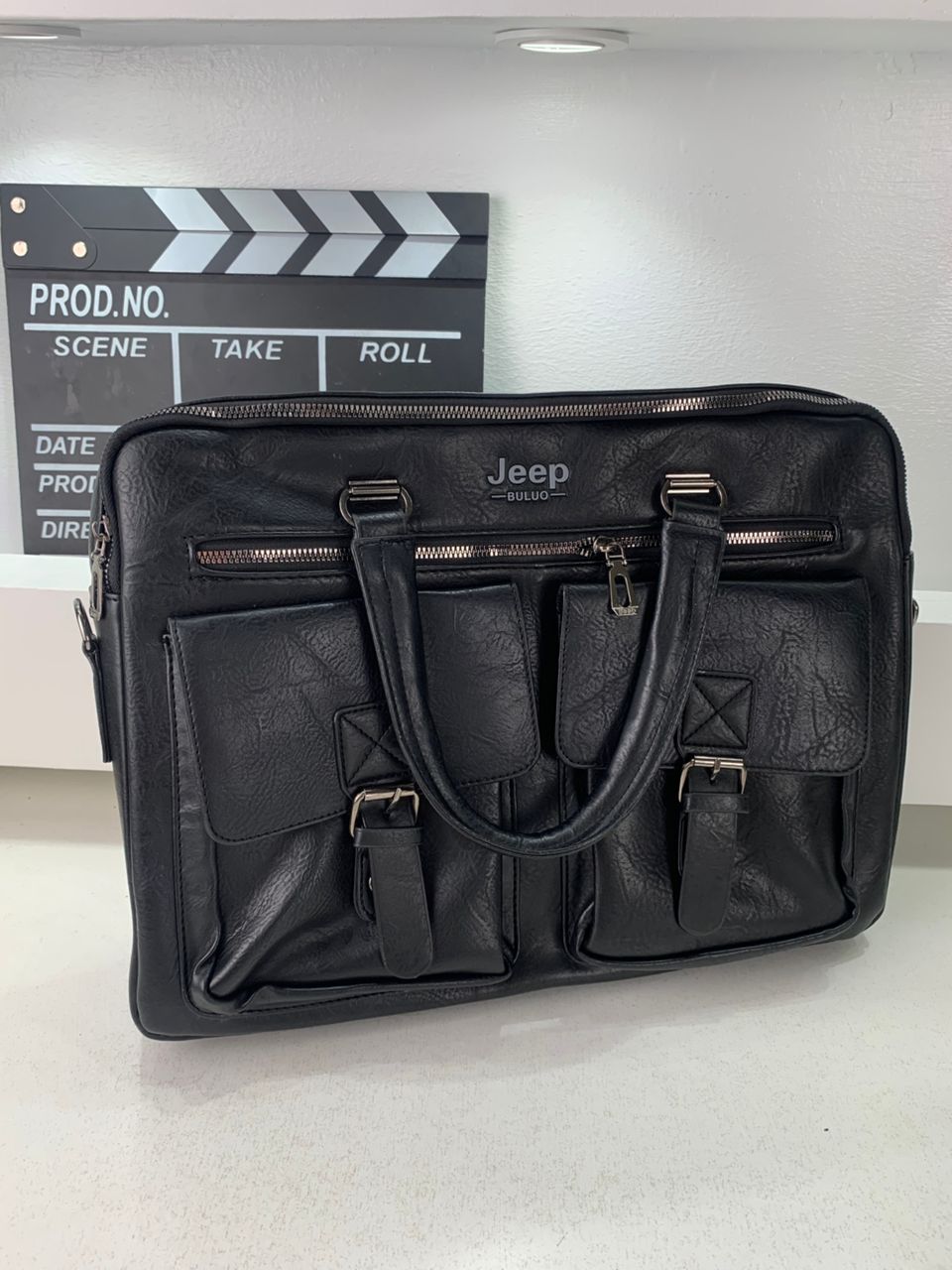 Cartable Homme en Simili Cuir Design Élégant Jeep Noir – حقيبة جلدية لون أسود تنزوت