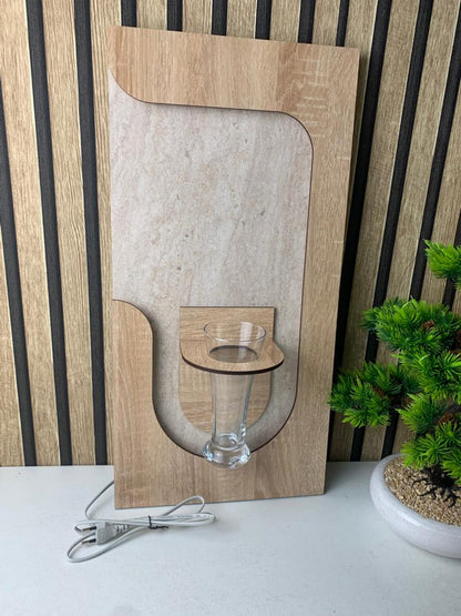 Panneau Mural Décoratif avec Éclairage LED Design Moderne en Bois V3 - تنزوت