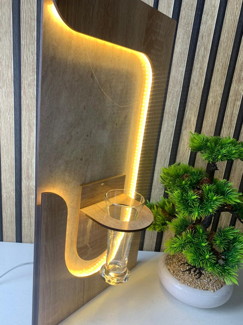 Panneau Mural Décoratif avec Éclairage LED Design Moderne en Bois V3 - تنزوت