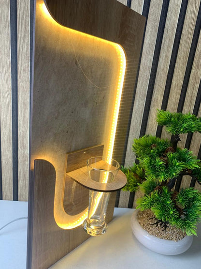Panneau Mural Décoratif avec Éclairage LED Design Moderne en Bois V3 - تنزوت