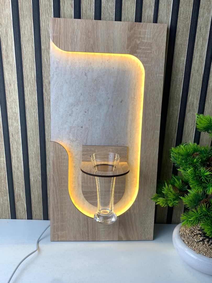 Panneau Mural Décoratif avec Éclairage LED Design Moderne en Bois V3 - تنزوت
