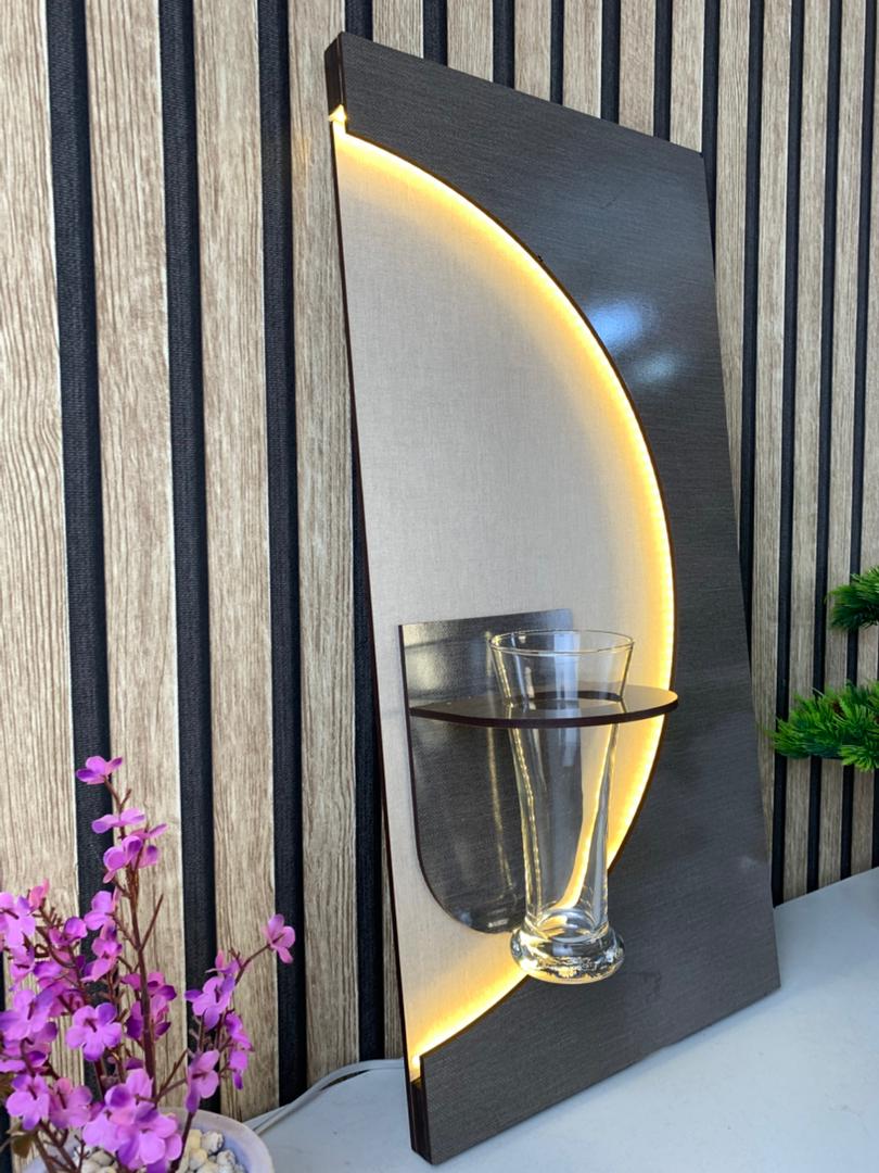 Panneau Mural Décoratif avec Éclairage LED Design Moderne en Bois V4 - تنزوت