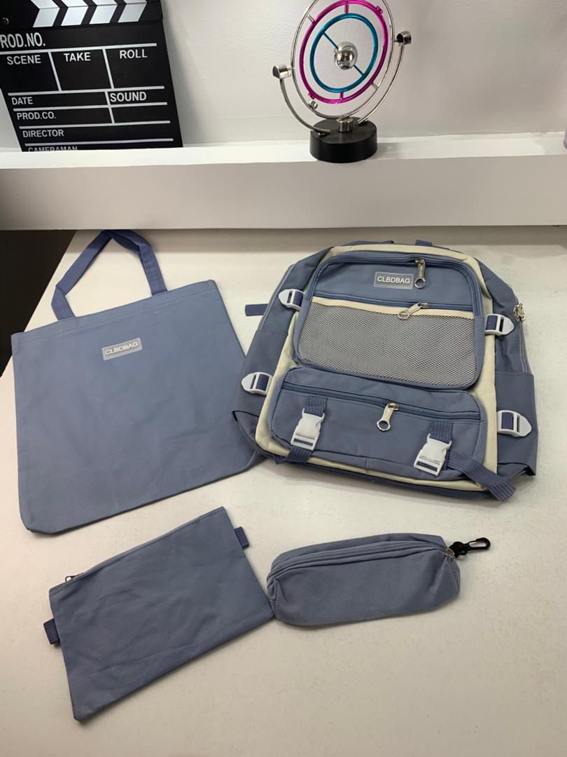 Ensemble de sacs d’école Kawai pour adolescents 4Pcs CLBD V3 Bleu – محفظة 4 قطع كاواي أزرق تنزوت