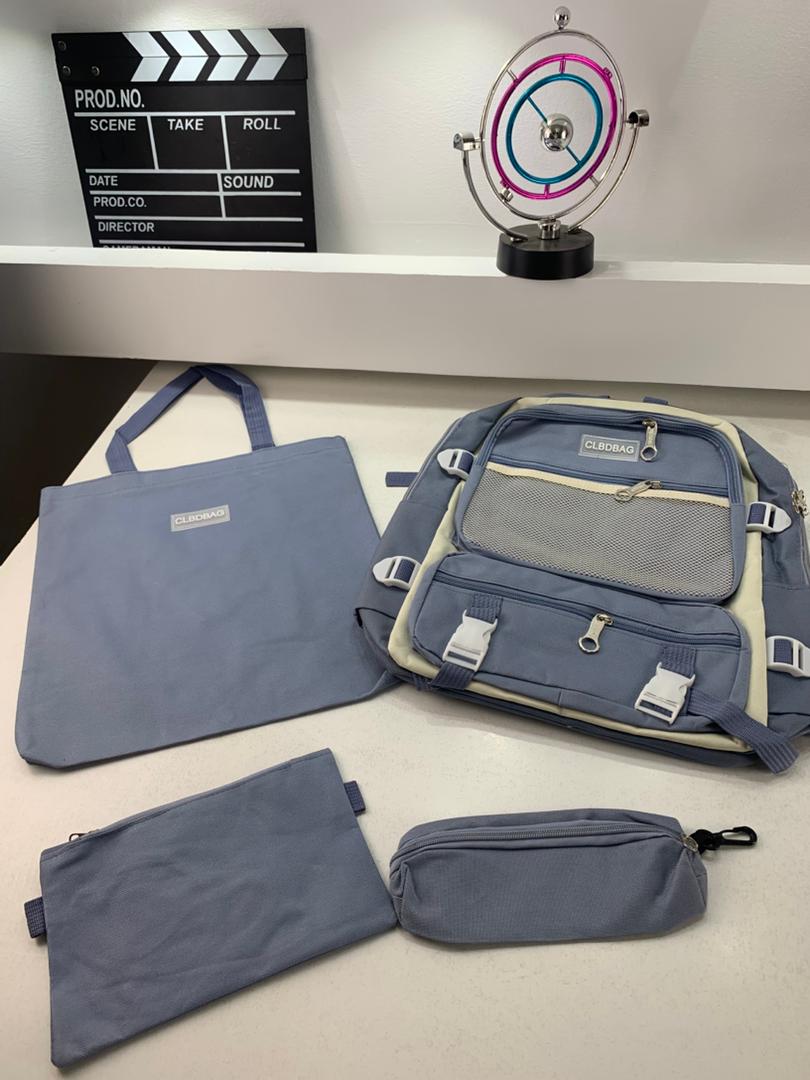 Ensemble de sacs d’école Kawai pour adolescents 4Pcs CLBD V3 Bleu – محفظة 4 قطع كاواي أزرق تنزوت
