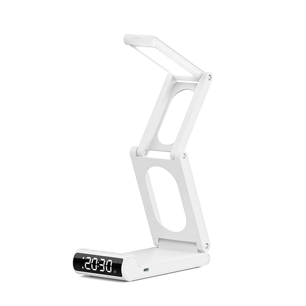 Lampe de bureau rechargeable sans fil avec réveil LED et power bank 5000 mAh – مصباح مكتب ومصباح مع شاحن متنقل تنزوت