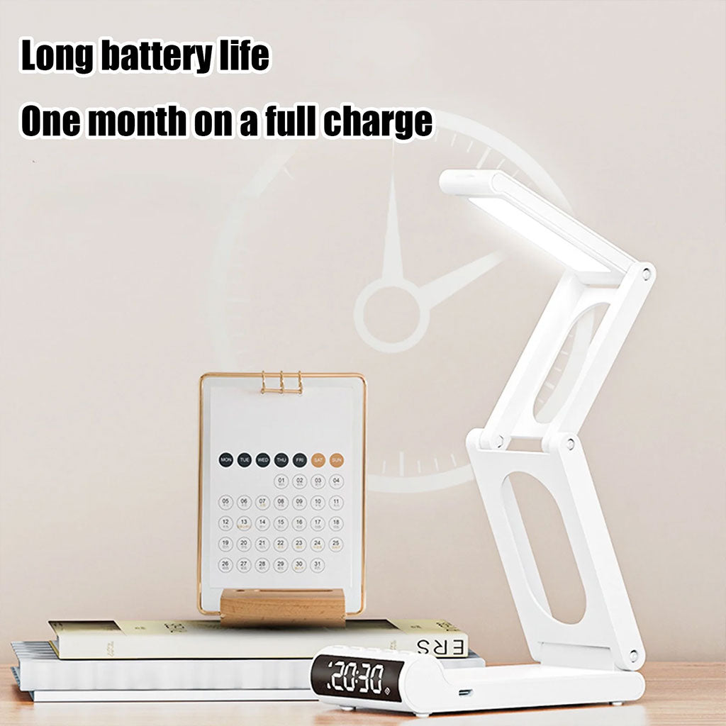Lampe de bureau rechargeable sans fil avec réveil LED et power bank 5000 mAh – مصباح مكتب ومصباح مع شاحن متنقل تنزوت