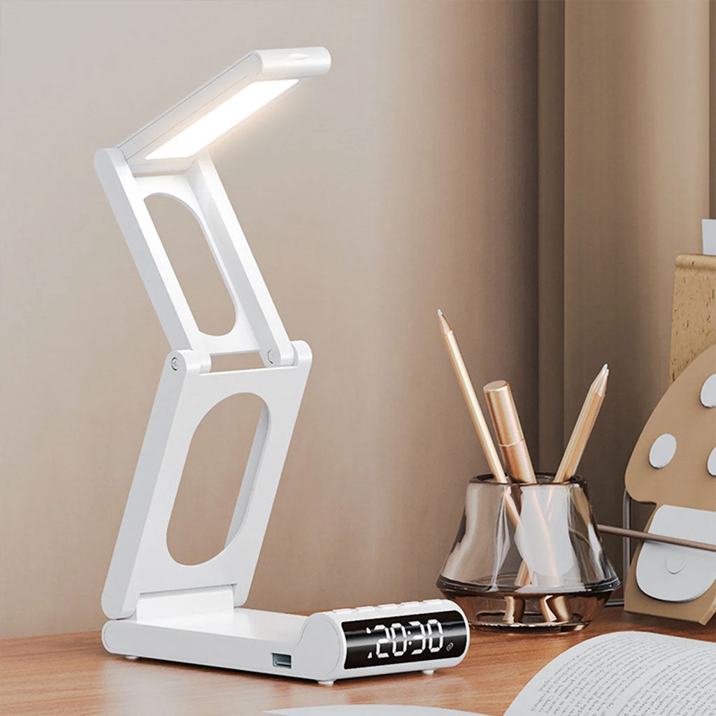 Lampe de bureau rechargeable sans fil avec réveil LED et power bank 5000 mAh – مصباح مكتب ومصباح مع شاحن متنقل تنزوت