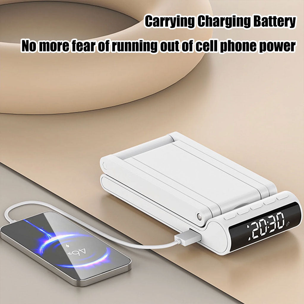 Lampe de bureau rechargeable sans fil avec réveil LED et power bank 5000 mAh – مصباح مكتب ومصباح مع شاحن متنقل تنزوت