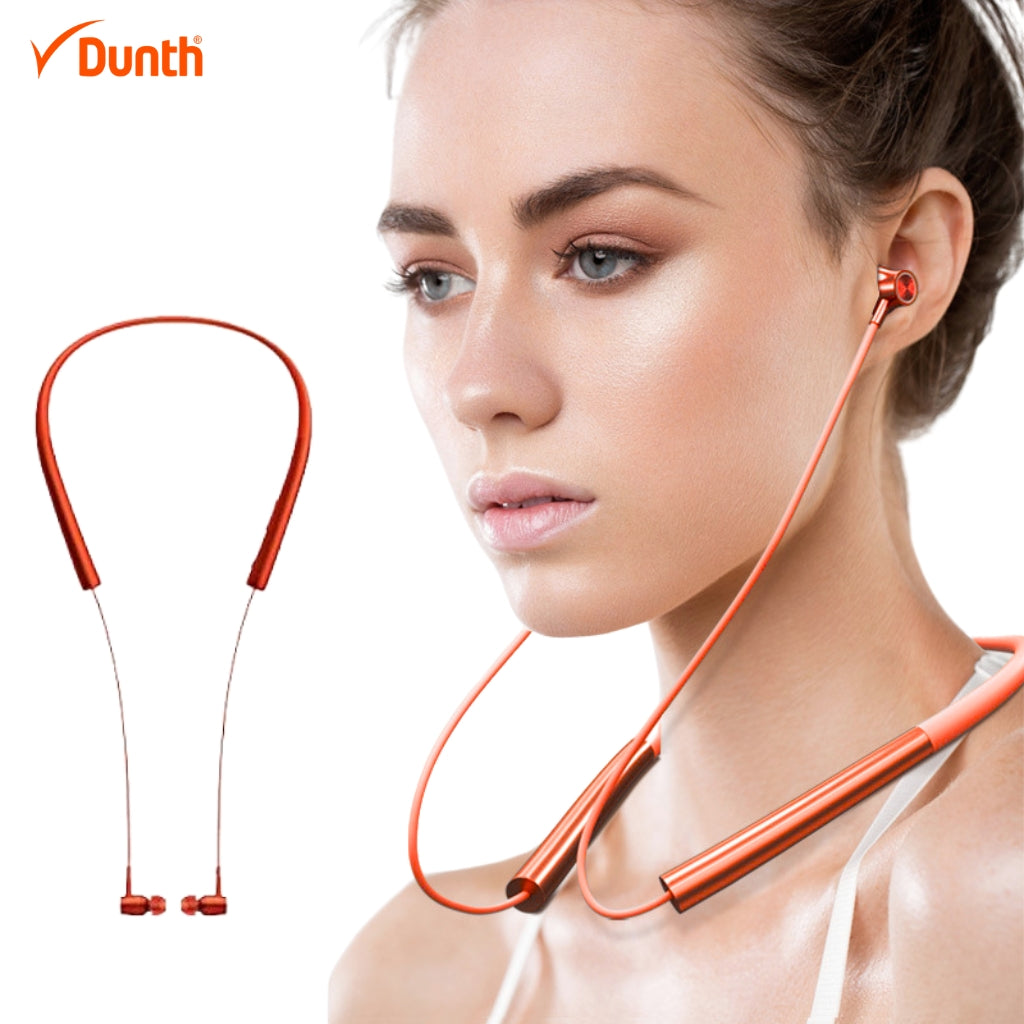 Écouteurs intra-auriculaires avec bluetooth, tour de cou sans fil étanche, couleur orange DUNTH DU-B282 - تنزوت