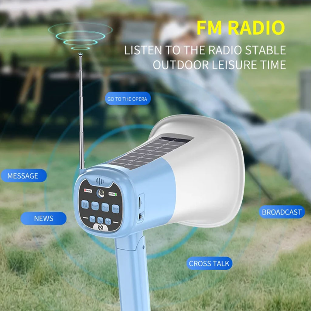 Mégaphone solaire portable pour Enregistrement en Extérieur avec Bluetooth V5.3 – مكبر صوت ومسجل بلوتوث - تنزوت