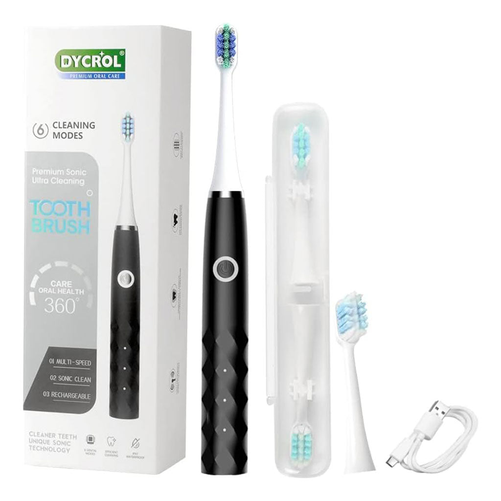 Brosse à dents électrique sonique 6 modes réglables avec 4 têtes – فرشاة أسنان تنزوت