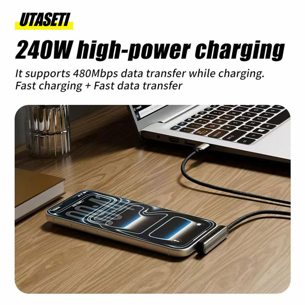 Câble de charge invisible avec support intégré charge ultra rapide 240 W – كابل شحن سريع وحامل هواتف