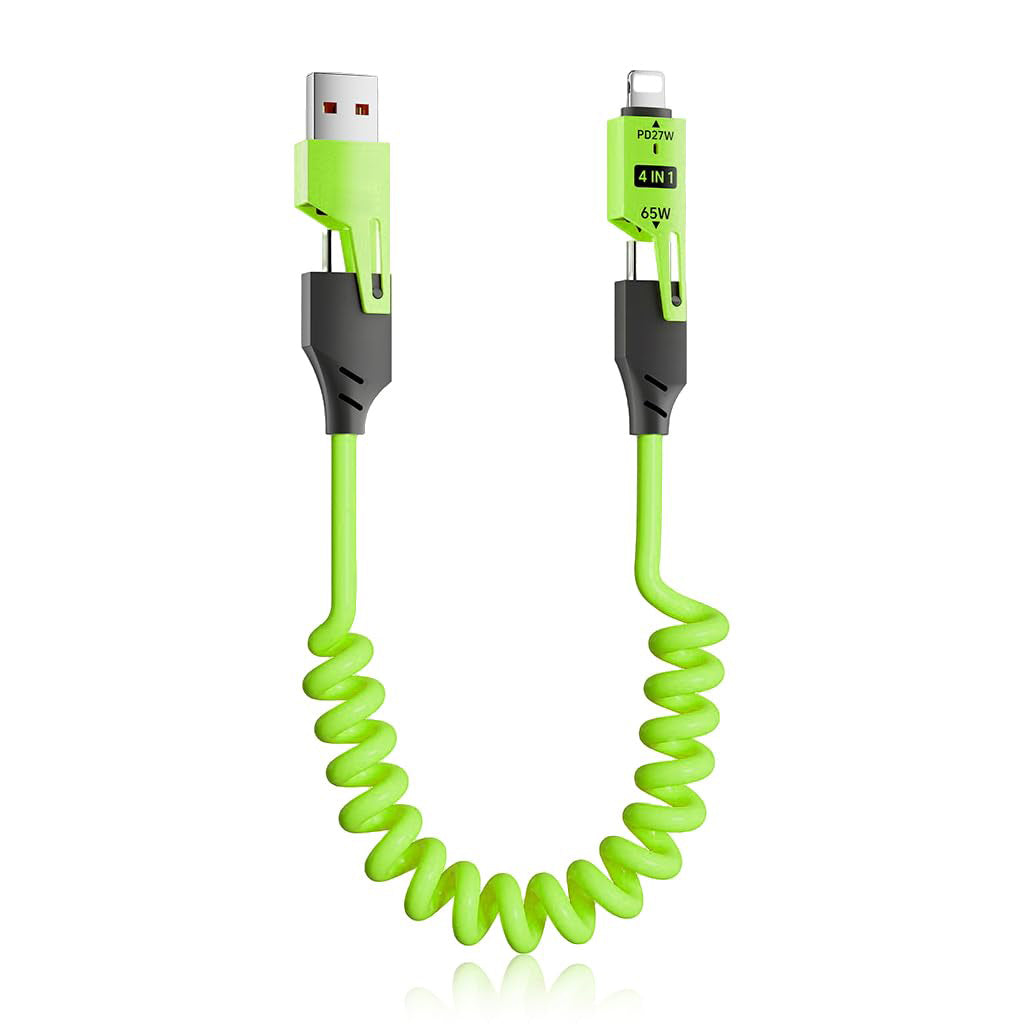 Câble USB 4en1 à Ressort Fast Charge 65 W – كابل شحن سريع تنزوت