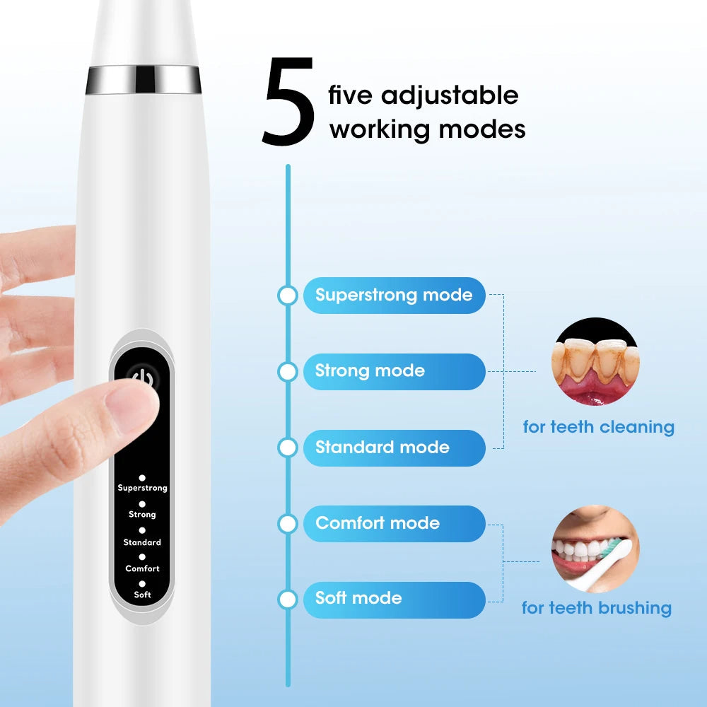 Détartreur dentaire et brosse à dents Électrique 5 Modes avec Miroir – قشارة الأسنان وفرشاة الأسنان الكهربائية 5 أوضاع مع مرآة تنزوت