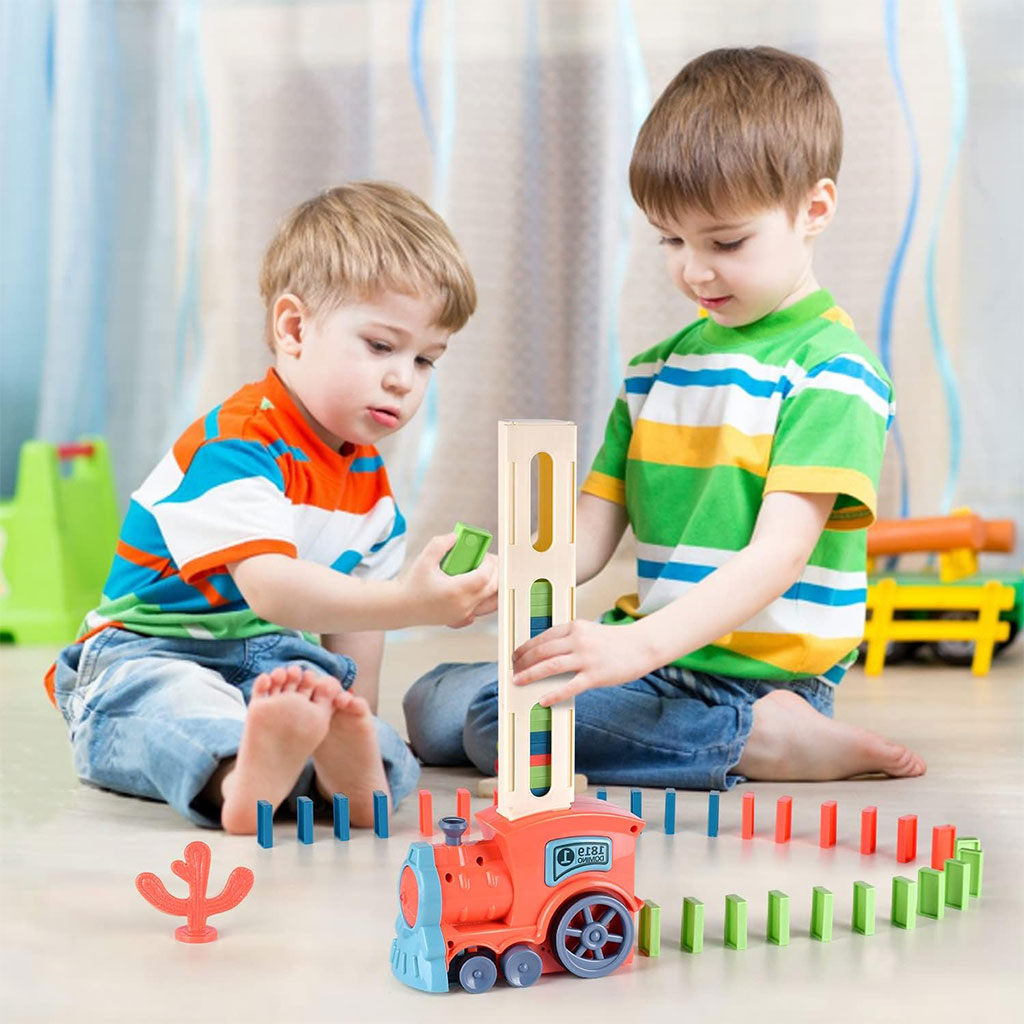 Train Automatique Dominos 80 Pièces Cadeau pour Garçons et Filles – لعبة قطار الدومينو تنزوت