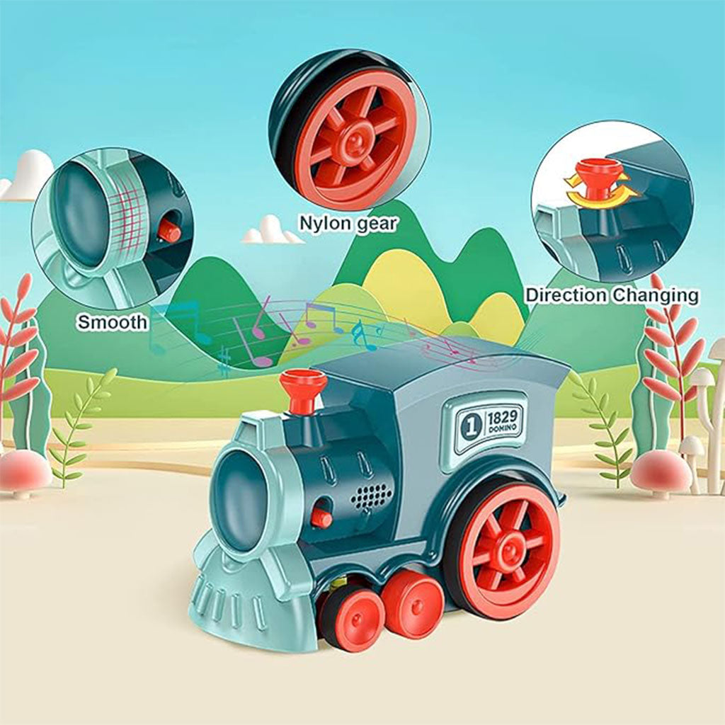Train Automatique Dominos 80 Pièces Cadeau pour Garçons et Filles – لعبة قطار الدومينو تنزوت