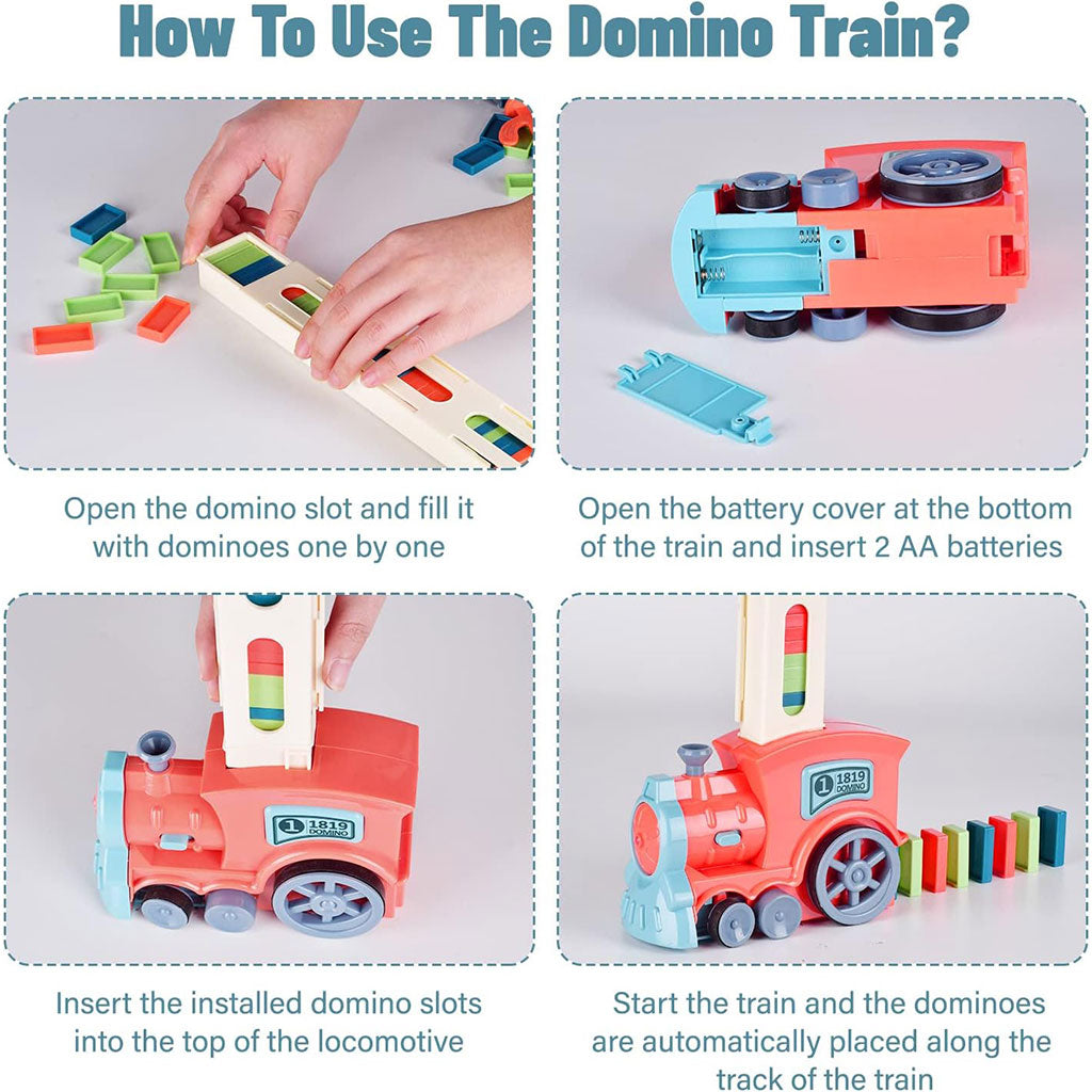 Train Automatique Dominos 80 Pièces Cadeau pour Garçons et Filles – لعبة قطار الدومينو تنزوت
