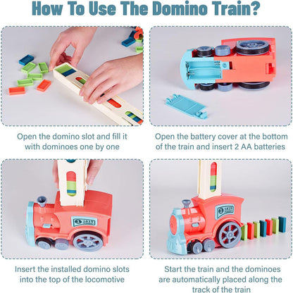 Train Automatique Dominos 80 Pièces Cadeau pour Garçons et Filles – لعبة قطار الدومينو تنزوت