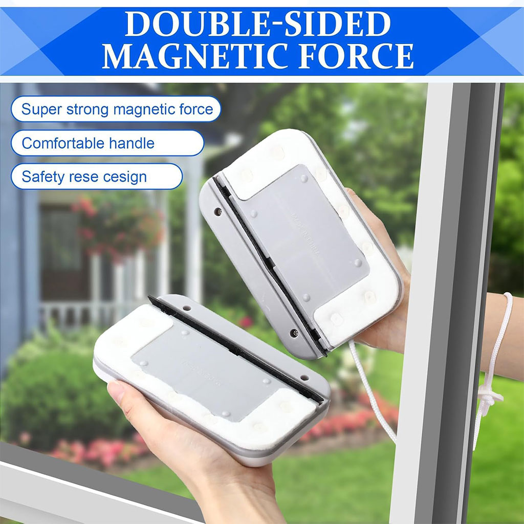 Nettoyeur de Vitres Magnétique Double Face avec Corde Antichute – ممسحة زجاج مغناطسية