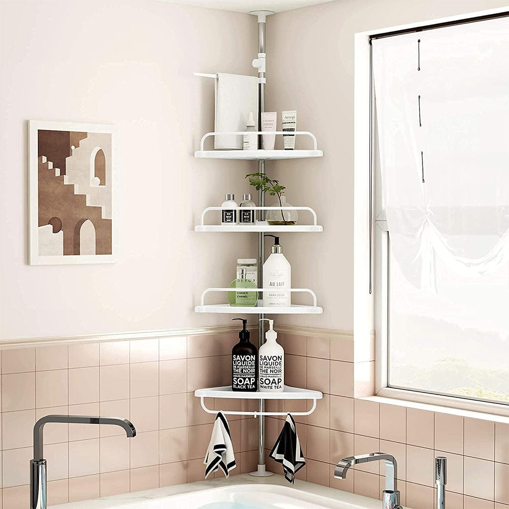 Étagère de douche d’angle à 4 niveaux réglable 260cm – رف حمام قابل للتعديل تنزوت