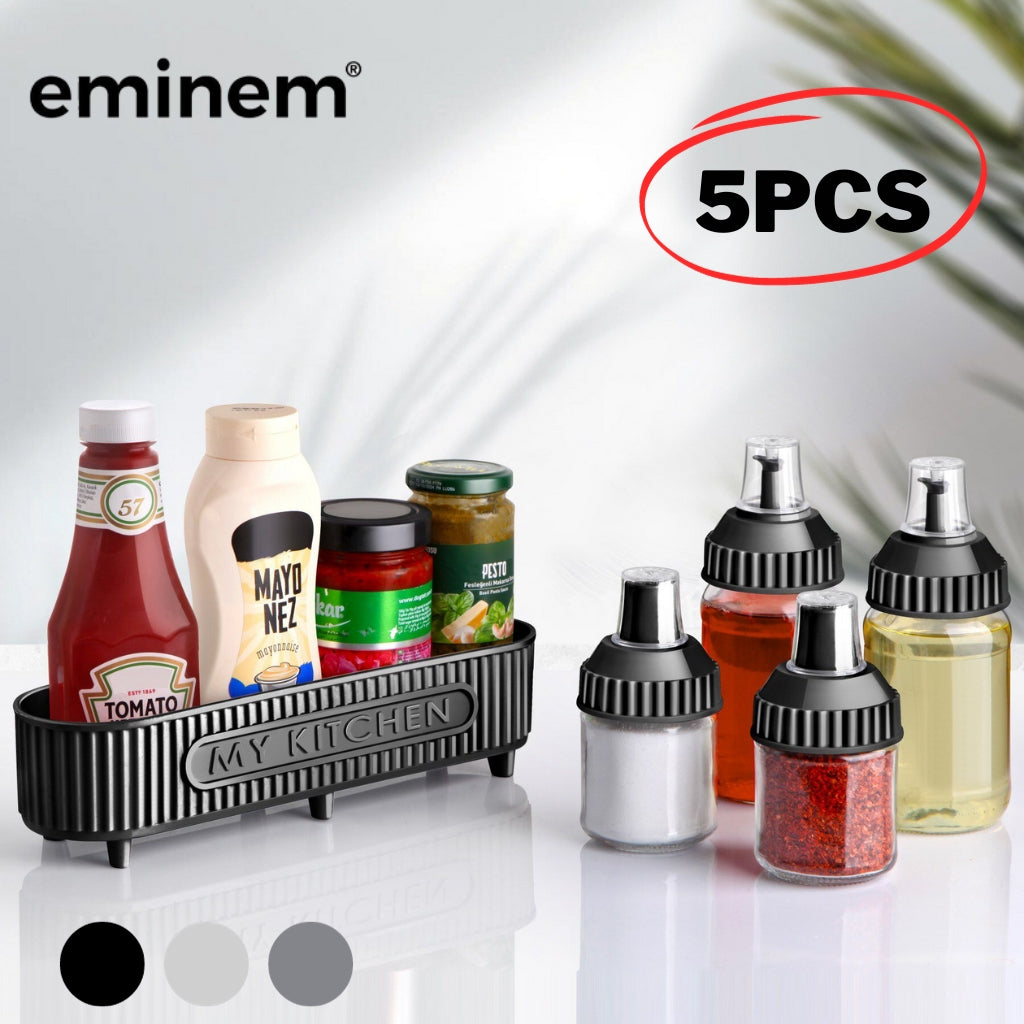 Eminem Ensemble de cuisine 5 Pcs en verre pour épices et huiles تنزوت