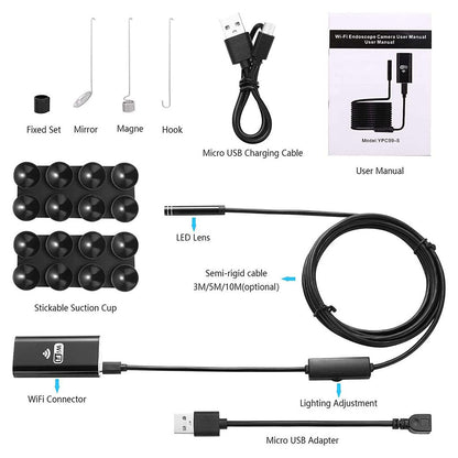 Endoscope WiFi Caméra d’inspection sans Fil 8 mm 6 LED réglables pour Smartphone – كاميرة للمناطق الضيقة - تنزوت