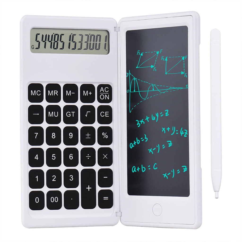 Calculatrice pliable et numérique avec tablette d’écriture LCD 6 pouces – آلة حاسبة ولوحة كتابة 2في1 تنزوت