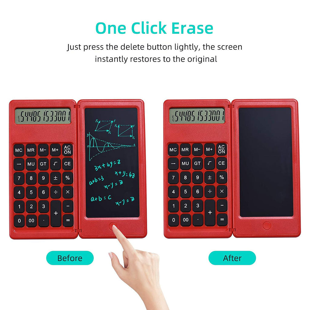 Calculatrice pliable et numérique avec tablette d’écriture LCD 6 pouces – آلة حاسبة ولوحة كتابة 2في1 تنزوت