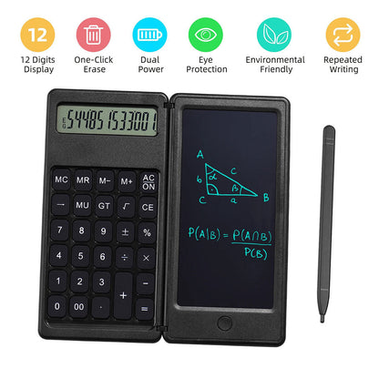 Calculatrice pliable et numérique avec tablette d’écriture LCD 6 pouces – آلة حاسبة ولوحة كتابة 2في1 تنزوت