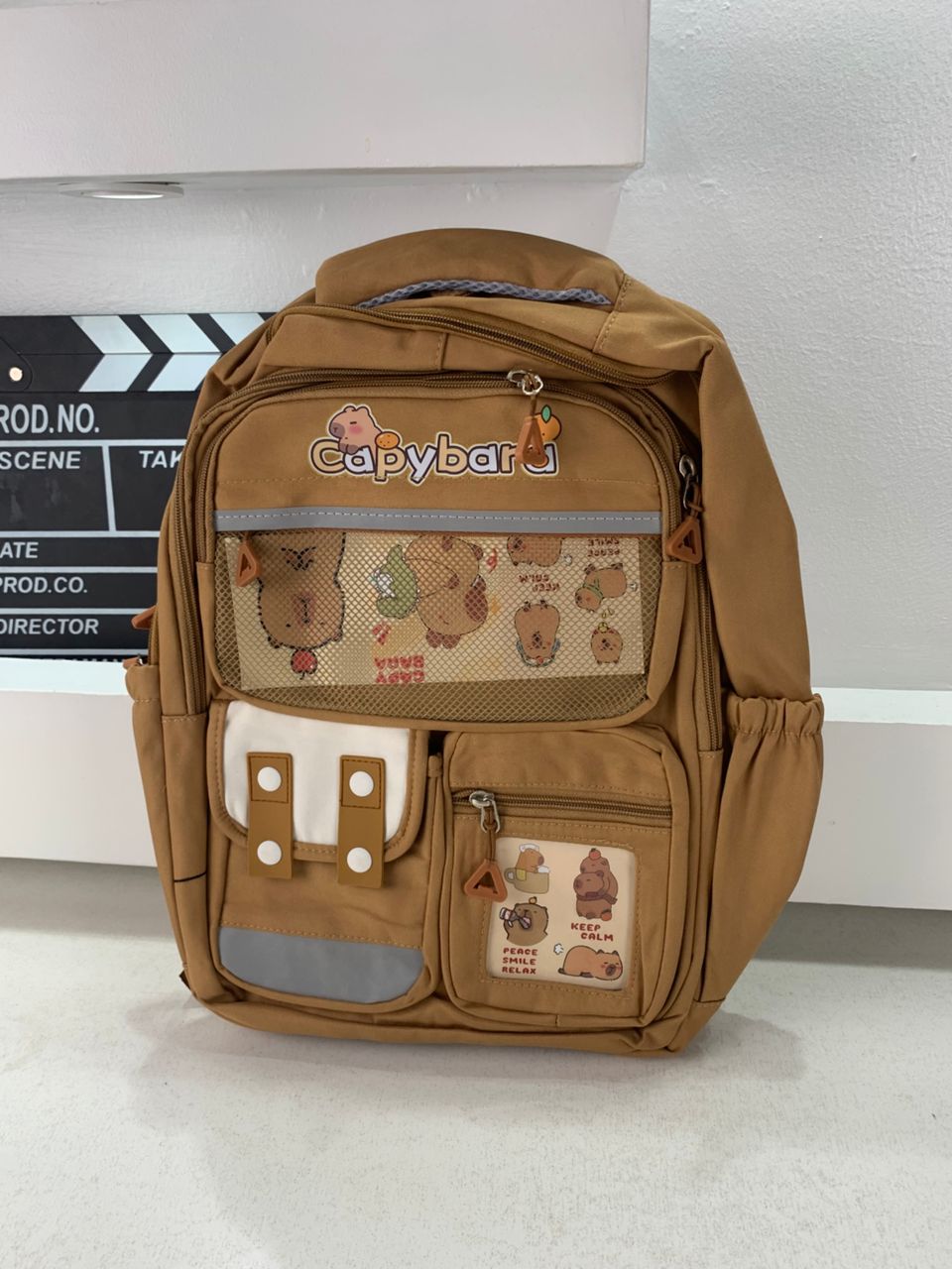Sac-Dos-Enfant-Kawaii-Capybara-Marron-حقيبة-ظهر-للأطفال-بني.png