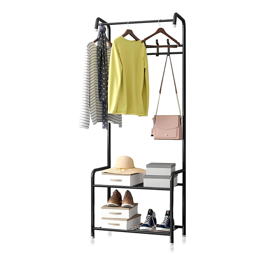 Porte Manteau et Organisateur de Chaussures en Métal avec Cintres – علاقة ملابس ومنظم أحذية 2في1 تنزوت
