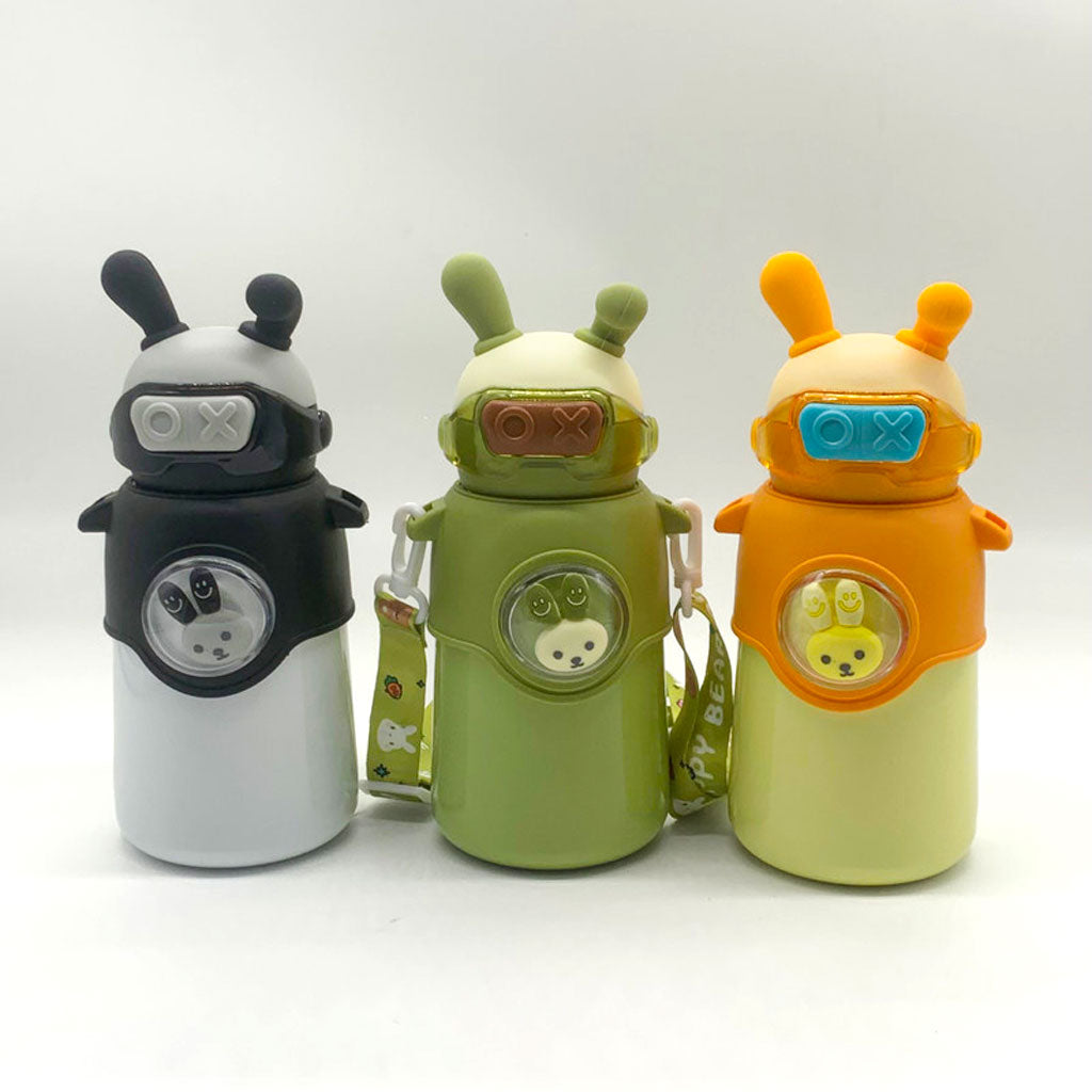 Bouteille Thermos en Acier Inoxydable 500 ml avec Paille, Motif Lapin pour Enfants تنزوت