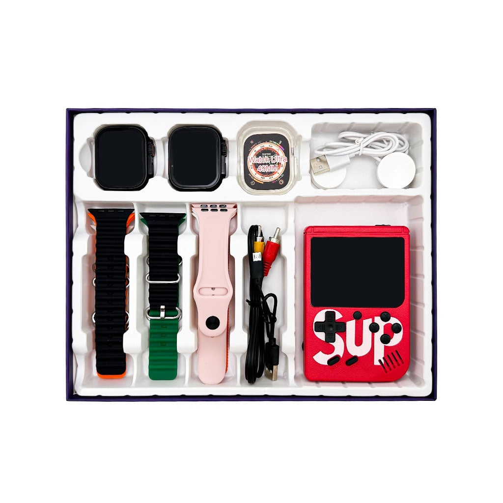 Pack-2-Smartwatch-Ultra-X2-avec-7-Bracelets-et-SUP-Gamebox-400-Jeux-طقم-ساعتين-ذكيتين-مع-جهاز-ألعاب-كلاسيكية.png