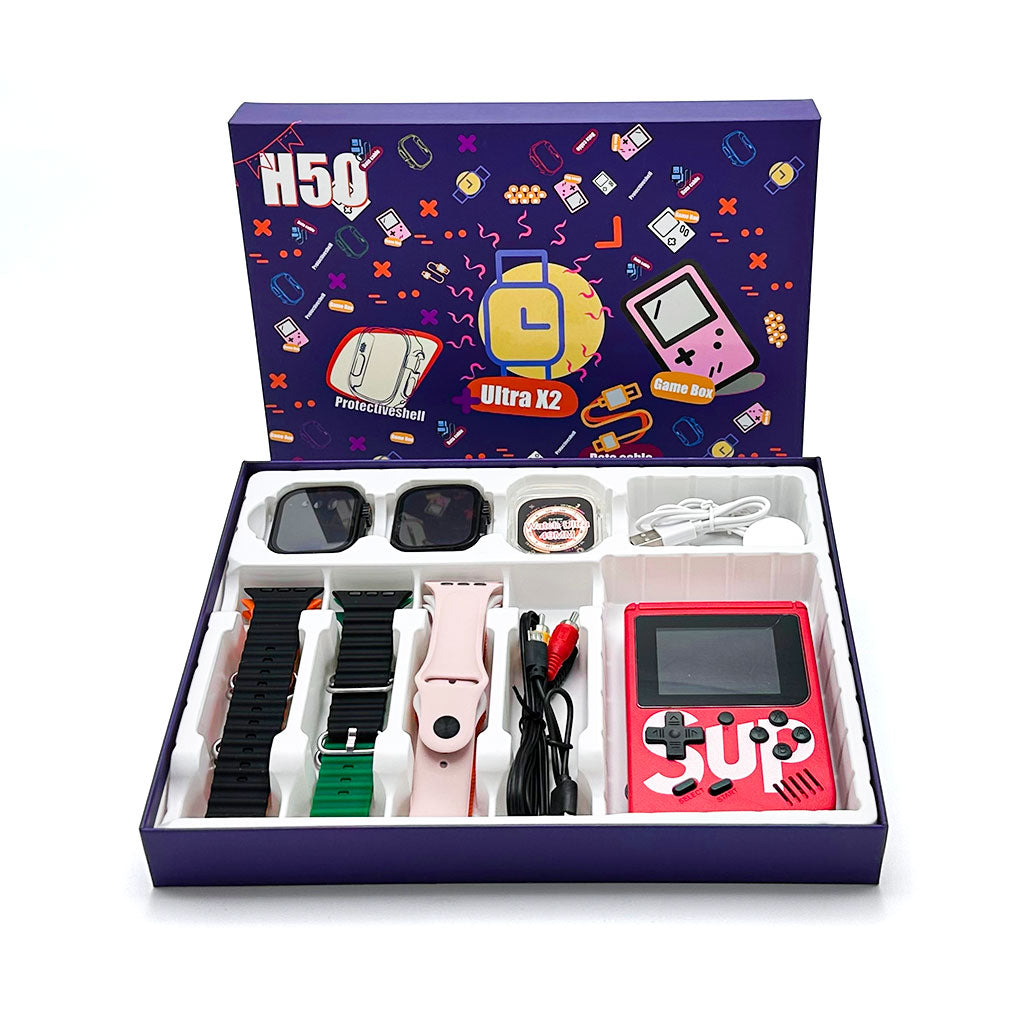 Pack-2-Smartwatch-Ultra-X2-avec-7-Bracelets-et-SUP-Gamebox-400-Jeux-طقم-ساعتين-ذكيتين-مع-جهاز-ألعاب-كلاسيكية.png