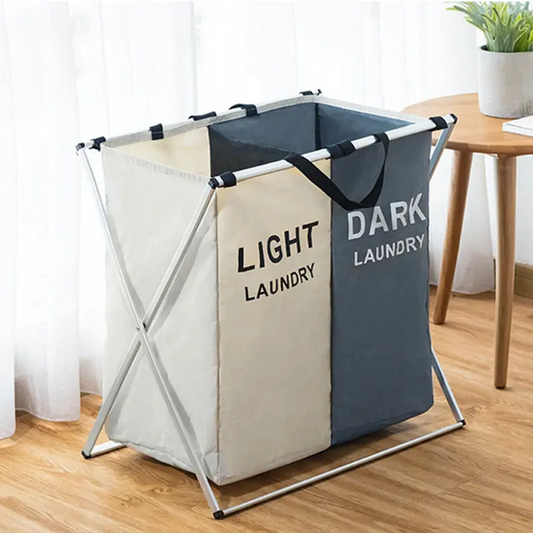 Panier à linge sale pliable avec 2 grilles pour séparer les vêtements تنزوت