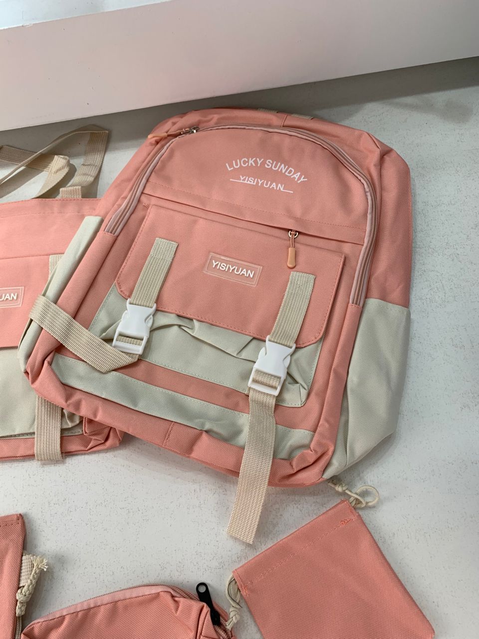 Ensemble de sacs d’école Kawai pour adolescents 5Pcs YISIYUAN Rose – محفظة 5 قطع كاواي وردي تنزوت