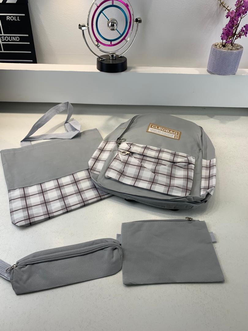 Ensemble de sacs d’école Kawai pour adolescents 4Pcs CLBD V4 Gris – محفظة 4 قطع كاواي رمادي تنزوت