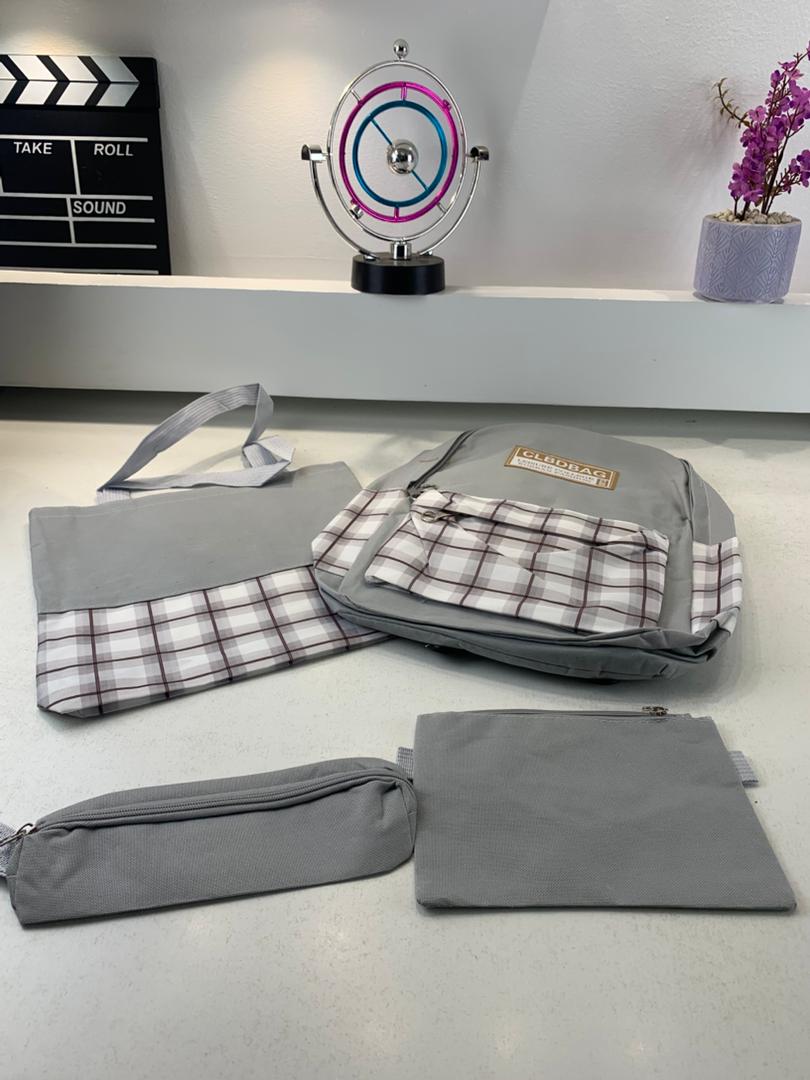 Ensemble de sacs d’école Kawai pour adolescents 4Pcs CLBD V4 Gris – محفظة 4 قطع كاواي رمادي تنزوت