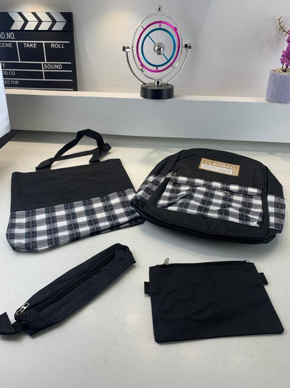 Ensemble de sacs d’école Kawai pour adolescents 4Pcs CLBD V4 Noir – محفظة 4 قطع كاواي أسود تنزوت