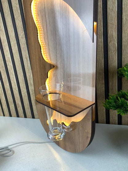 Panneau Mural Décoratif avec Éclairage LED Design Moderne en Bois V1 - تنزوت